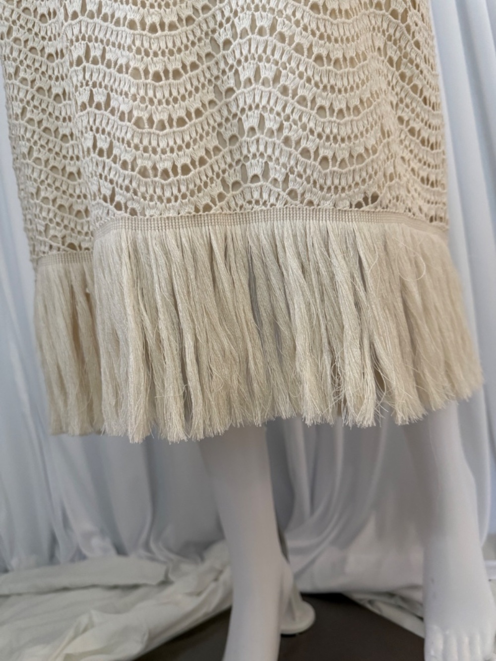 Antonio Melani Crochet Lace Fringe Midi Skirt Size 10 NWT Boho Coastal MSRP $149 - Picture 14 of 16
